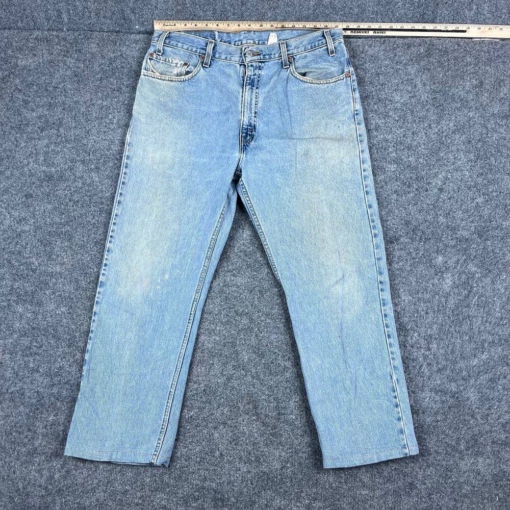 Levis 505 Jeans Mens W36 L30 Light Wash Regular Fit Straight Leg Denim Pants‎